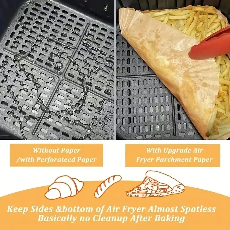 50/100pcs  Air Fryer Disposable Paper Liners Non-stick Parchment Paper For Frying Baking Cooking Roasting Kitchen Accessories thumbnail 5