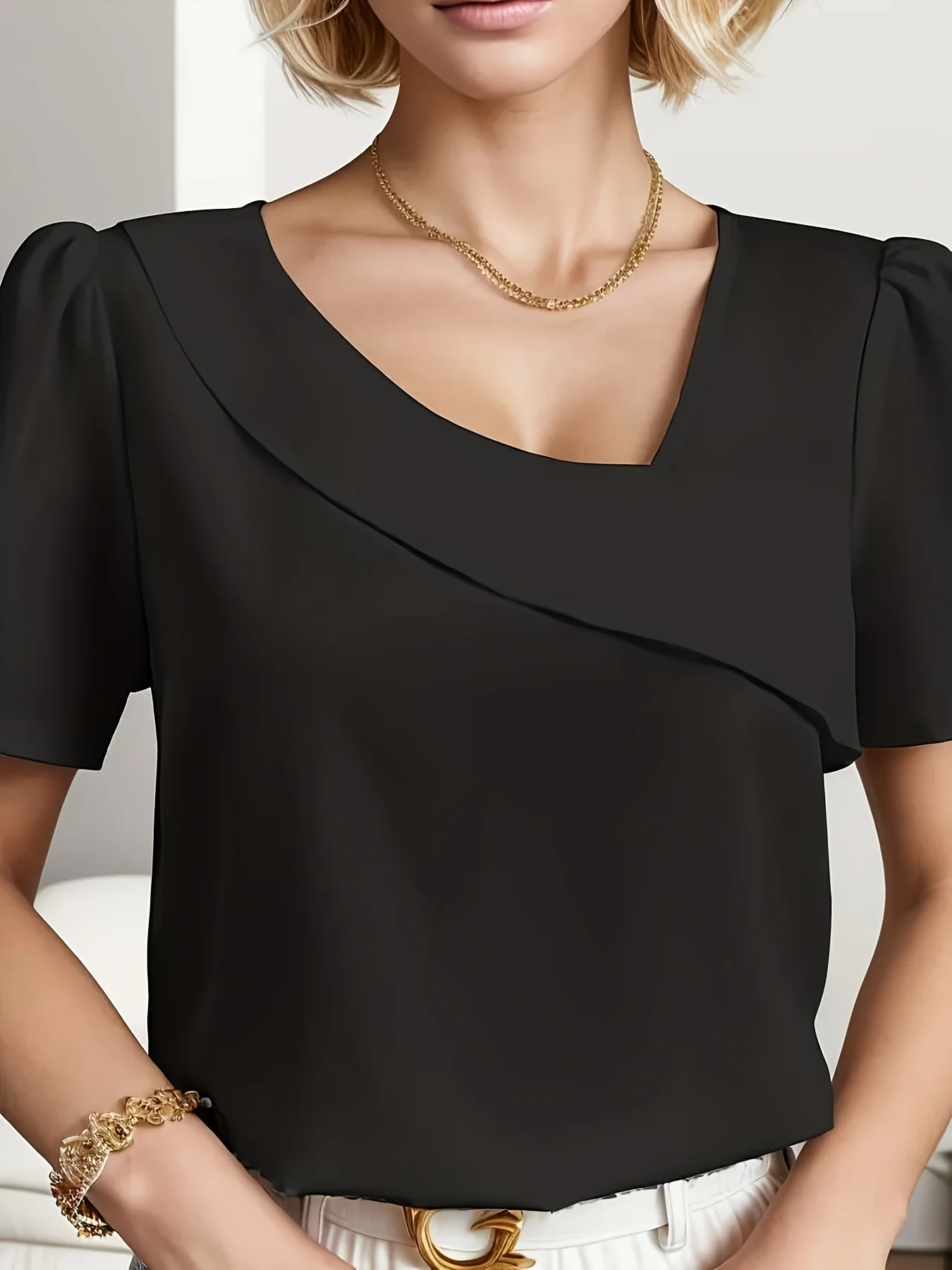 Temperament Blouse Casual Loose Woman Shirt Elegant Short Sleeve Blouse Weekday thumbnail 4