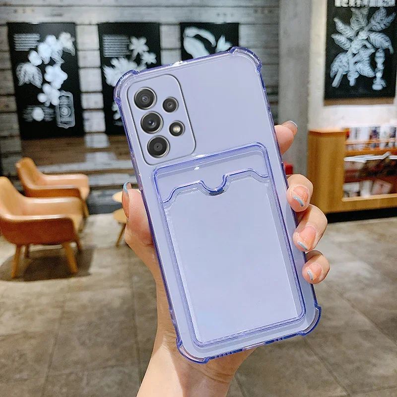 Luxury Card Holder Wallet Clear Case For Samsung Galaxy A14 A15 S24 S23 S22 S21 S20 A25 A23 A55 A35 A52 A54 A33 A12 5G TPU Cover thumbnail 3