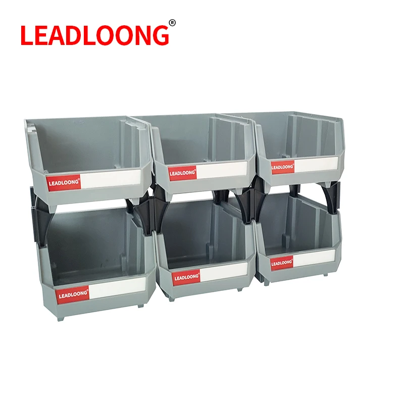LEADLOONG Parts Bin 6/24pcs 13.5x10.5x7.6cm/5x4*3inch Gray Stackable Plastic Garage Tool Storage Box Container Organizer Bin thumbnail 3