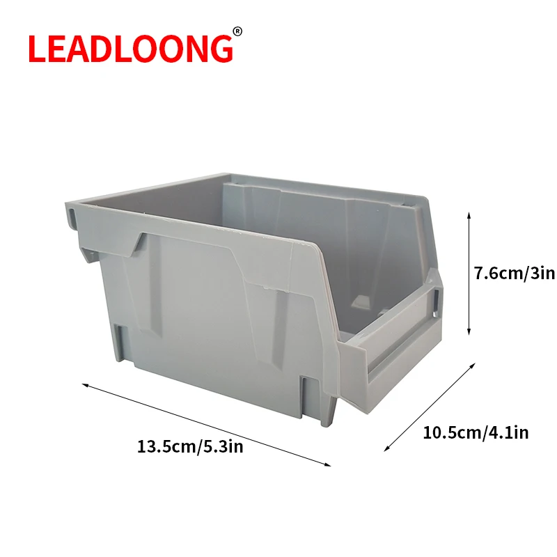 LEADLOONG Parts Bin 6/24pcs 13.5x10.5x7.6cm/5x4*3inch Gray Stackable Plastic Garage Tool Storage Box Container Organizer Bin thumbnail 2