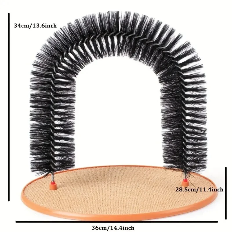 Cat Toy Arch Self Groome Pamper Feline with A Massage Grooming Rubbing Brush with Scratching Pad Toy for Cats Interactive Toys thumbnail 2