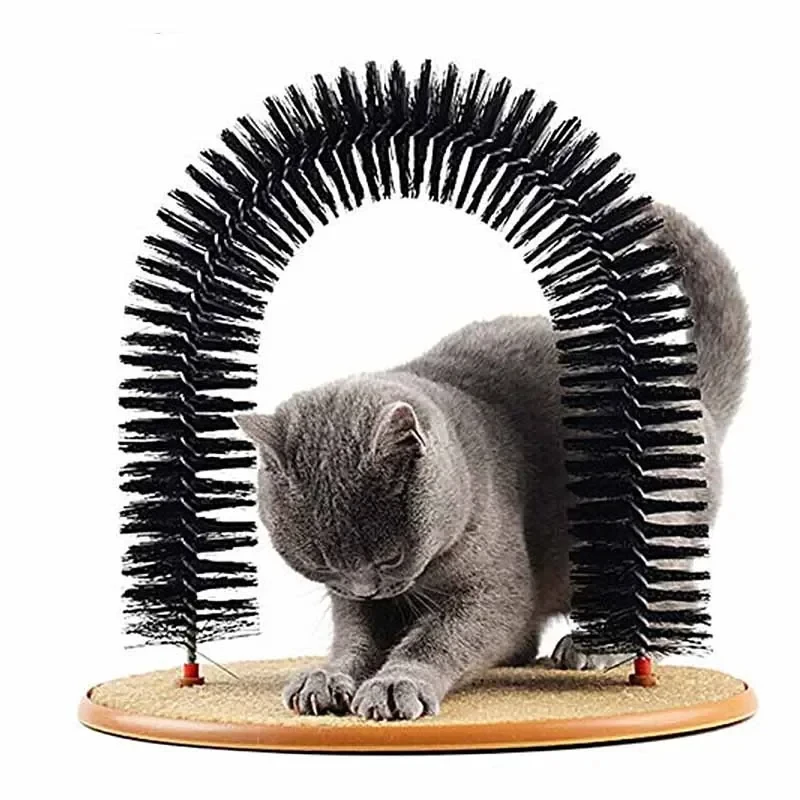 Cat Toy Arch Self Groome Pamper Feline with A Massage Grooming Rubbing Brush with Scratching Pad Toy for Cats Interactive Toys thumbnail 5