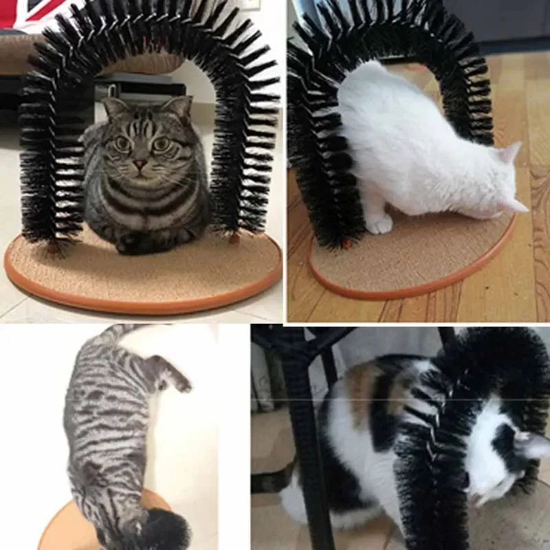 Cat Toy Arch Self Groome Pamper Feline with A Massage Grooming Rubbing Brush with Scratching Pad Toy for Cats Interactive Toys thumbnail 6