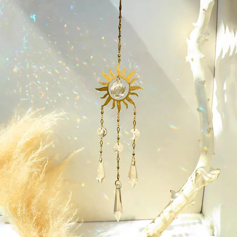 Suncatcher Crystal Wind Chimes Suncatcher Crystal Hanging Pendant Wind Chimes Garden Decorations Window Drop Bell Room Decor thumbnail 6
