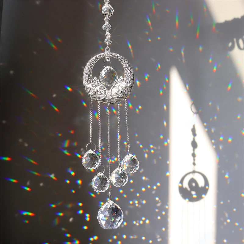 Suncatcher Crystal Wind Chimes Suncatcher Crystal Hanging Pendant Wind Chimes Garden Decorations Window Drop Bell Room Decor thumbnail 2
