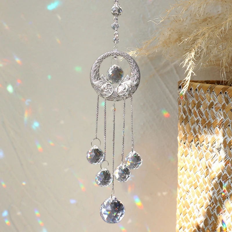 Suncatcher Crystal Wind Chimes Suncatcher Crystal Hanging Pendant Wind Chimes Garden Decorations Window Drop Bell Room Decor thumbnail 5