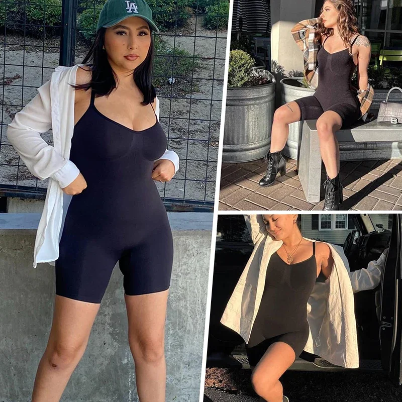 New Bodysuit Shapewear Women Tank Top Tummy Control Full Body Shaper Anti Chafing Shorts Slimming Waist Trainer Butt Lifter thumbnail 2