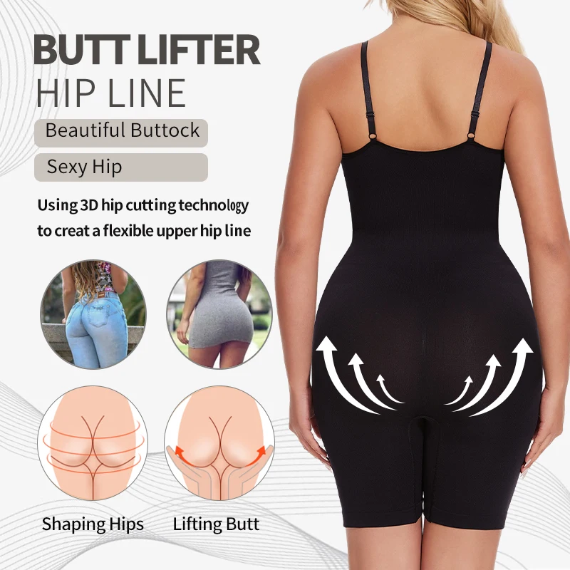 New Bodysuit Shapewear Women Tank Top Tummy Control Full Body Shaper Anti Chafing Shorts Slimming Waist Trainer Butt Lifter thumbnail 5