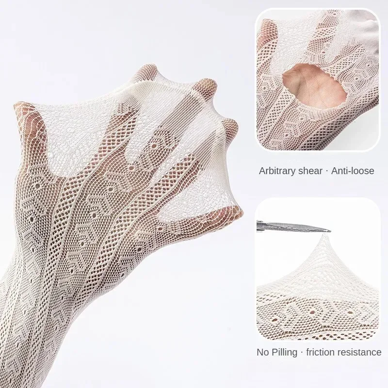 2025 New Summer Girls Tights Pure Cotton Breathable Mesh Beige White Black Children Princess Pantyhose Lolita Leggings For 2-12y thumbnail 4