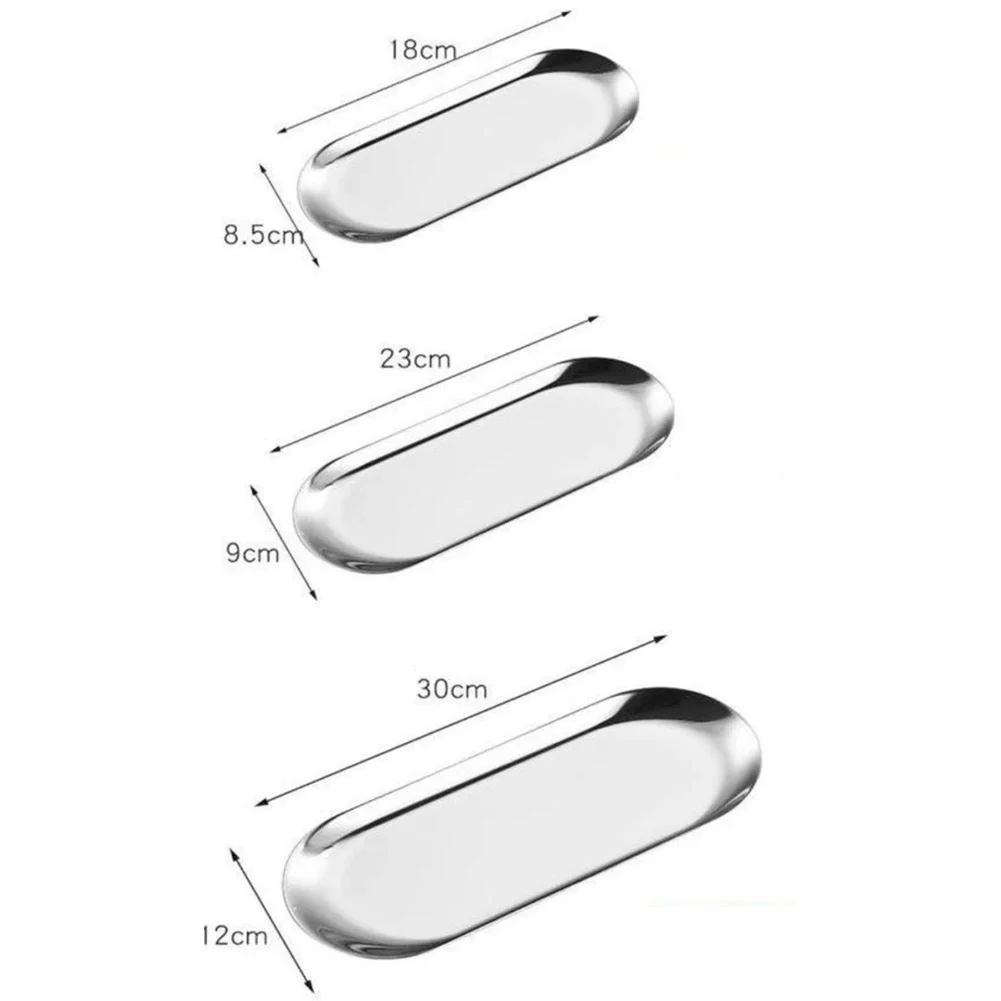 Oval Stainless Steel Trays Storage Tray For Tea Fruit Cosmetics Jewelry Display  Kitchen Vanity Organizer Desktop Clutter Organi thumbnail 6