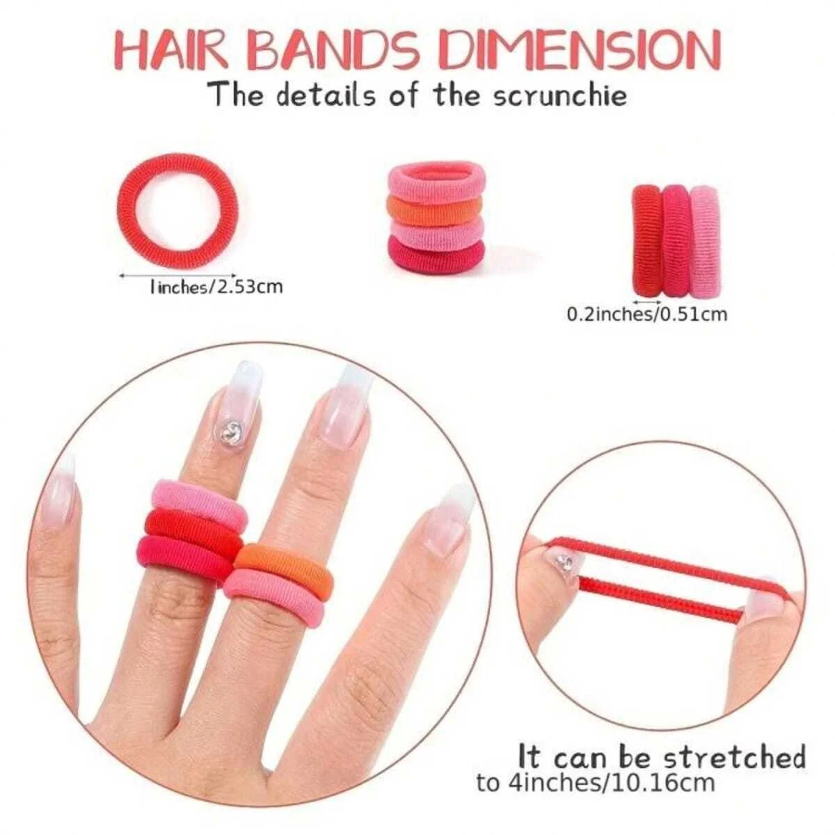 500/200/100PCS Colorful Basic Nylon Ealstic Hair Ties for Girls Ponytail Hold Scrunchie Rubber Band Kid Fashion Hair Accessories thumbnail 4