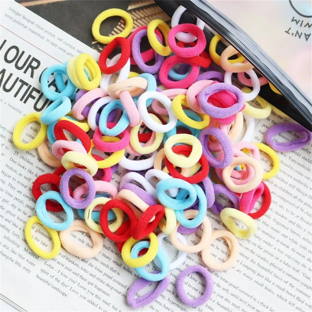 500/200/100PCS Colorful Basic Nylon Ealstic Hair Ties for Girls Ponytail Hold Scrunchie Rubber Band Kid Fashion Hair Accessories thumbnail 6