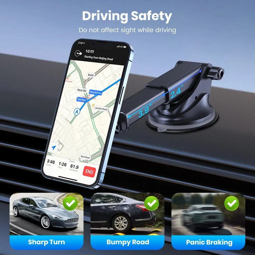 TOPK Magnetic Car Phone Holder,Universal Dashboard Windshield Industrial-Strength Suction Cup Car Phone Mount for All Phones thumbnail 3
