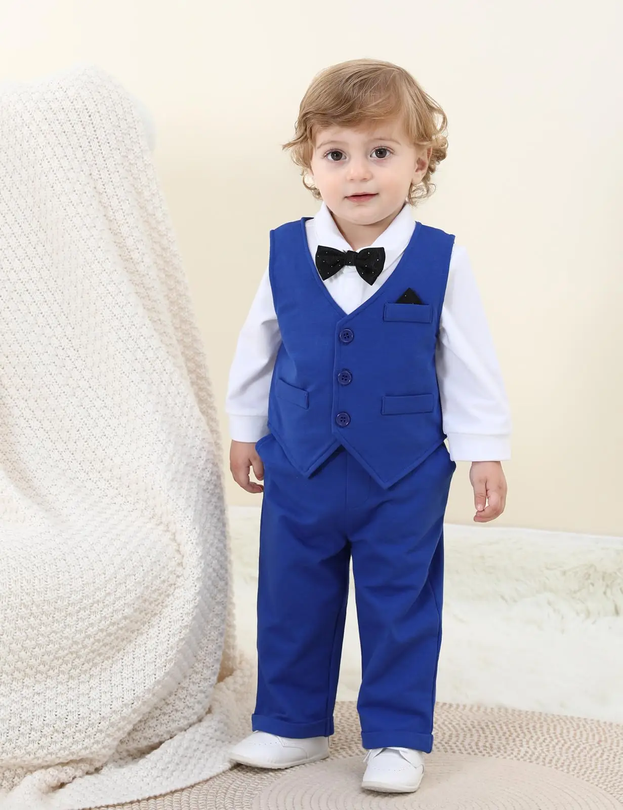 Baby Boys Suit Infant Formal Outfit Wedding 1st Birthday Dress Outfits Newborn Bodysuit Vest  Pants Gentleman Clothes Sets thumbnail 4