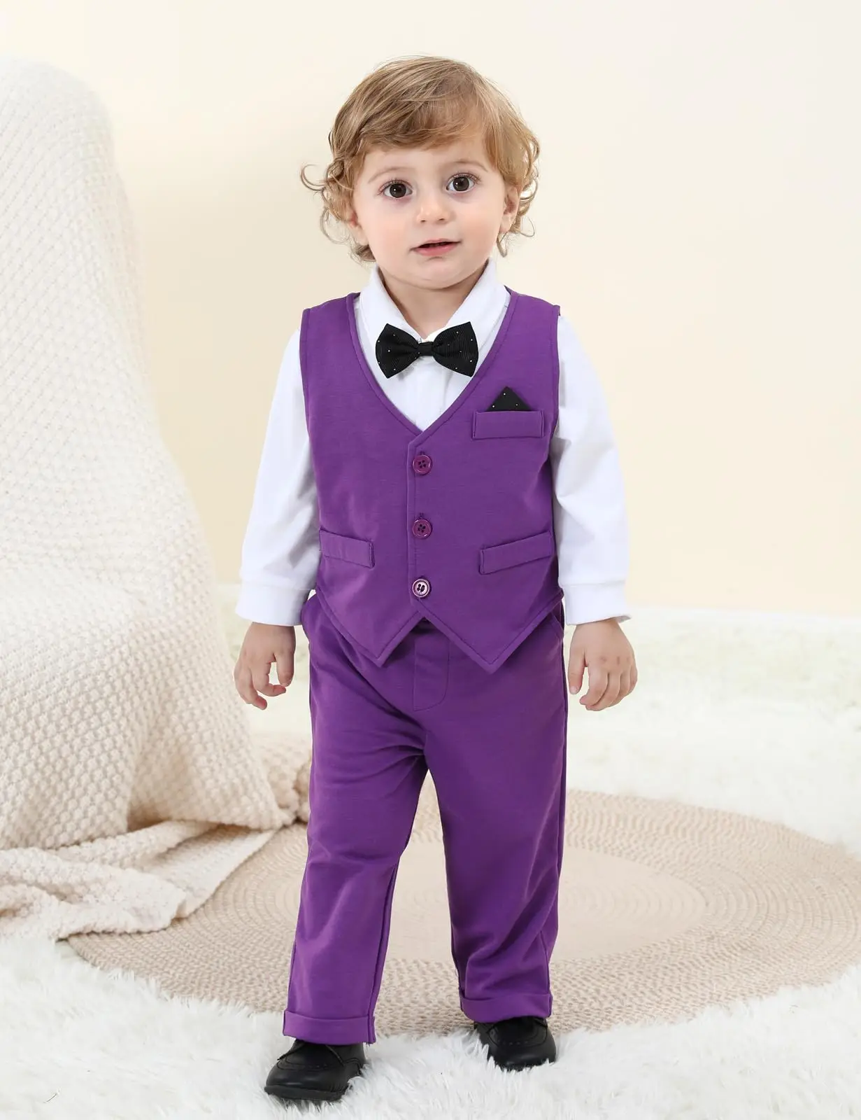Baby Boys Suit Infant Formal Outfit Wedding 1st Birthday Dress Outfits Newborn Bodysuit Vest  Pants Gentleman Clothes Sets thumbnail 5