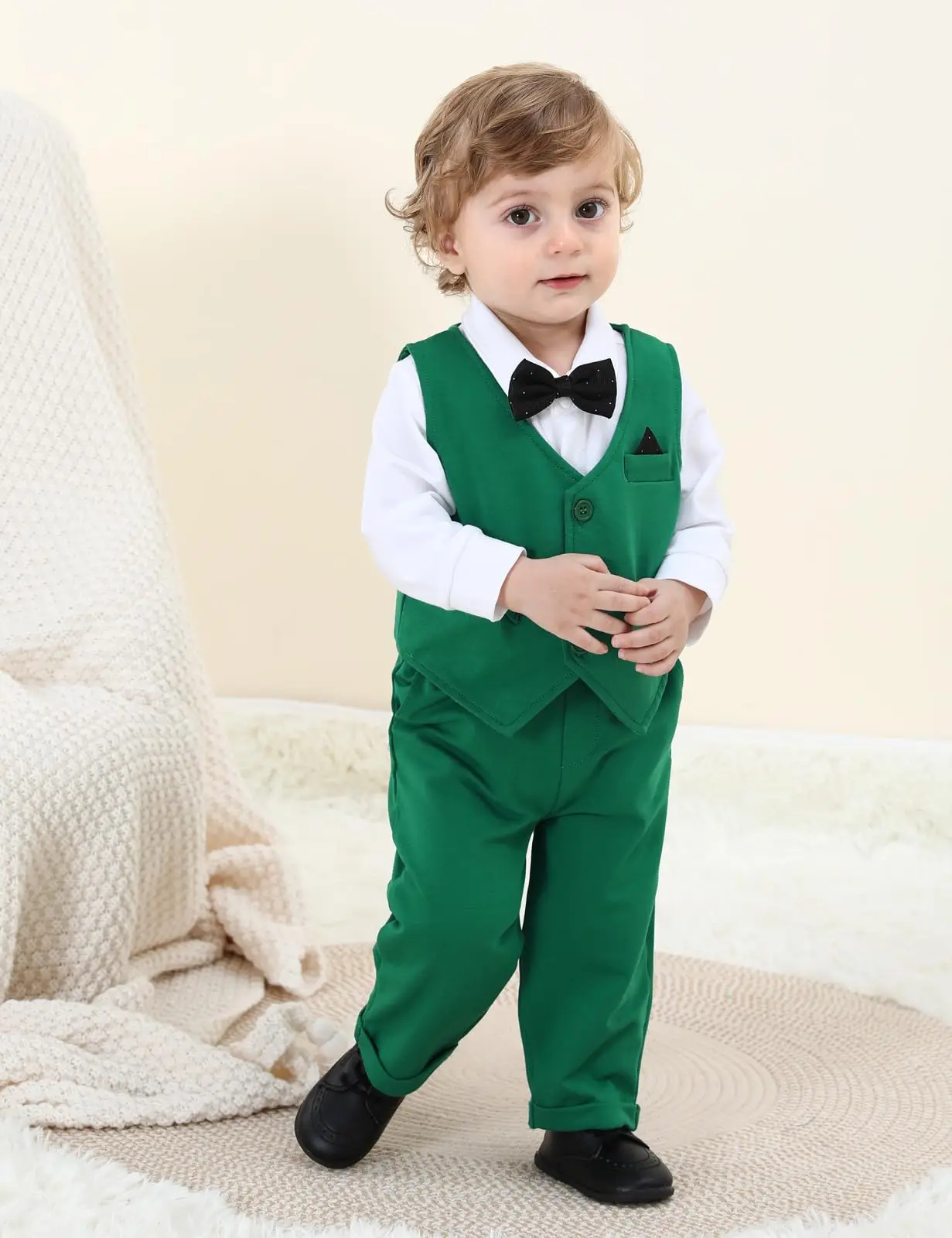 Baby Boys Suit Infant Formal Outfit Wedding 1st Birthday Dress Outfits Newborn Bodysuit Vest  Pants Gentleman Clothes Sets thumbnail 3
