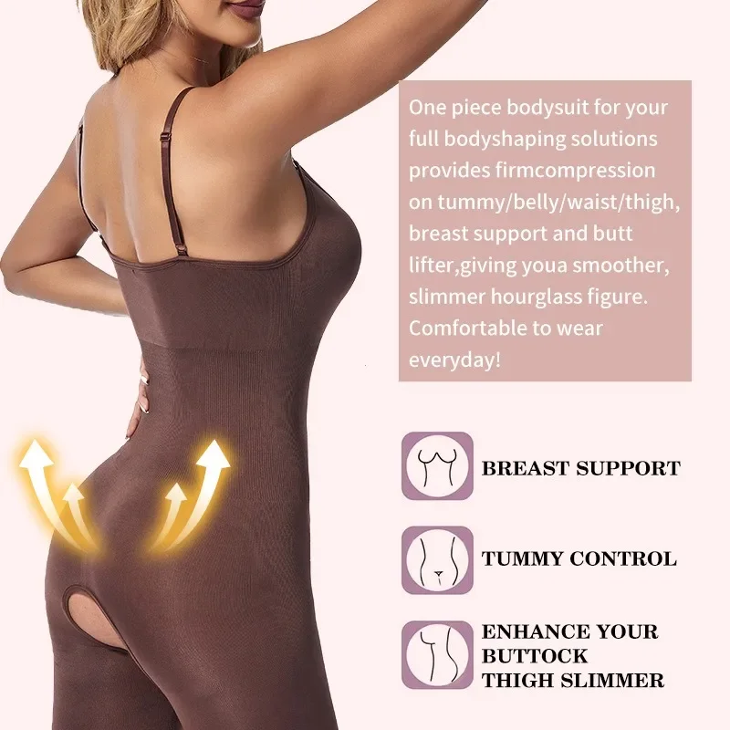 Bodysuit Shapewear Women Full Body Shaper Open Crotch Corset Waist Trainer Shaping Underwear Postpartum Recovery Slimming Sheath thumbnail 3
