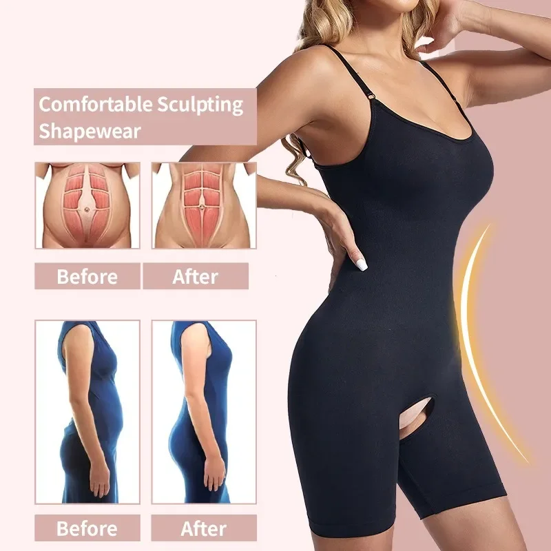 Bodysuit Shapewear Women Full Body Shaper Open Crotch Corset Waist Trainer Shaping Underwear Postpartum Recovery Slimming Sheath thumbnail 2