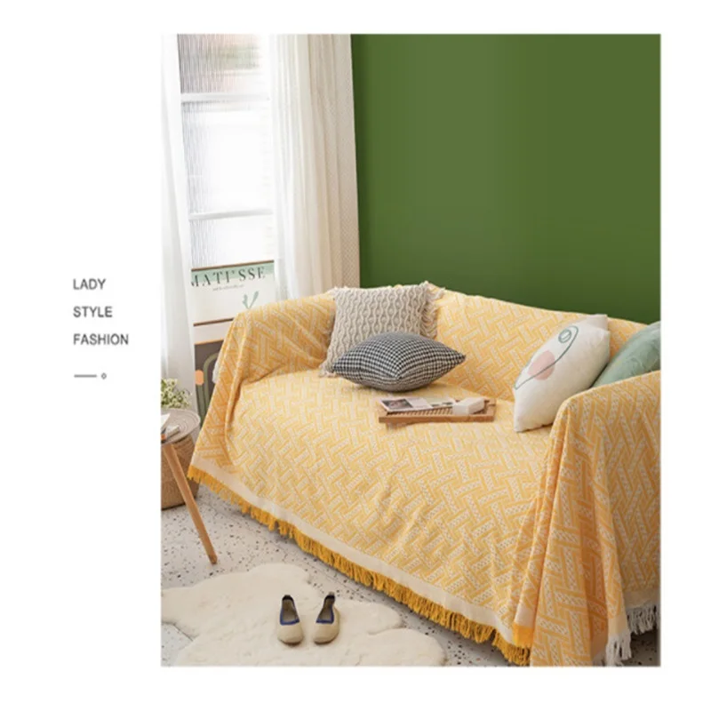 Solid color Sofa Cover Sofa Blanket Sandhair Towel Nordic Simple Sofa Cover Net Red Leisure Blanket Picnic Blanket thumbnail 3