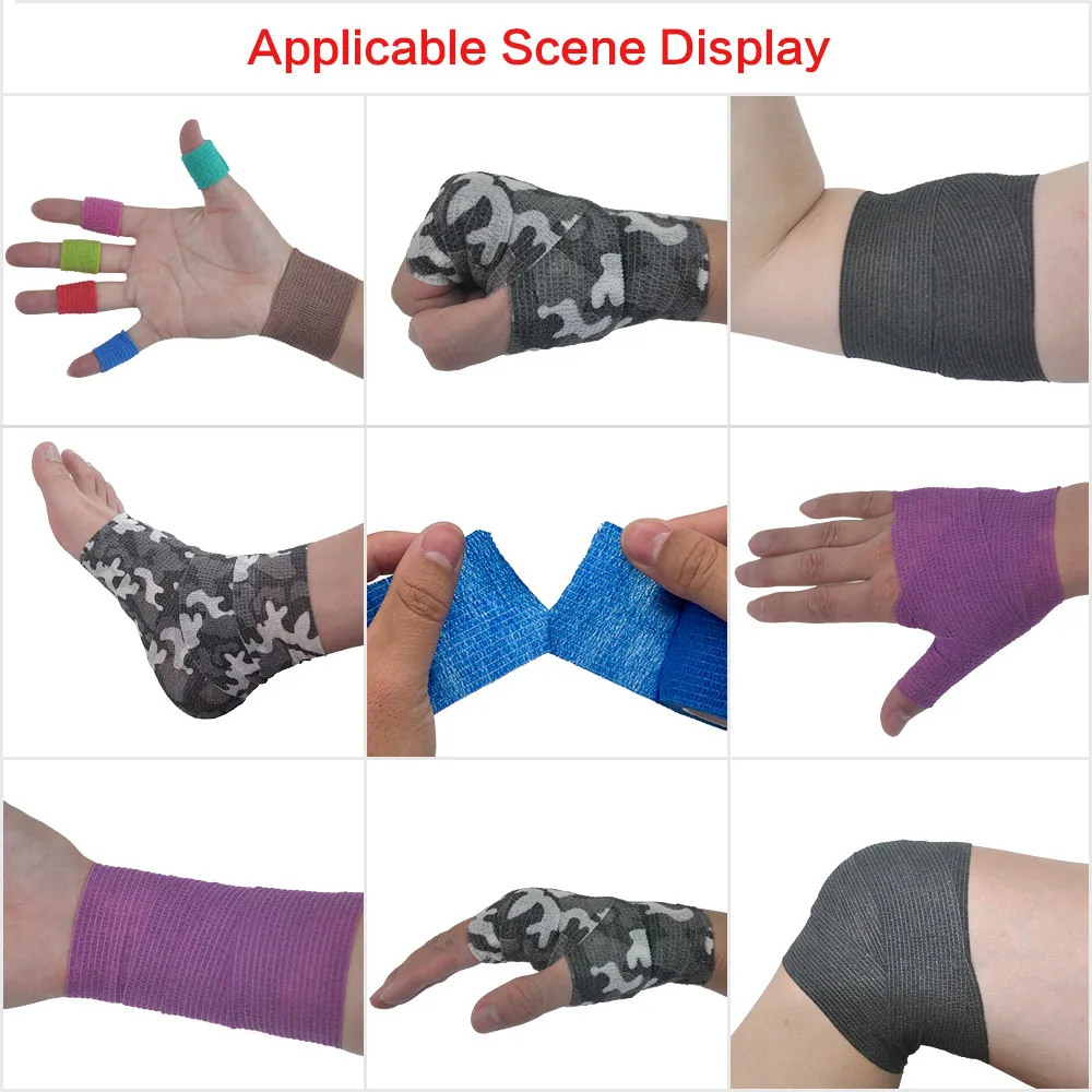 4.5m camouflage elastic winding tape hunting camouflage elastic rubber self-adhesive sports protection knee, finger, ankle sport thumbnail 3