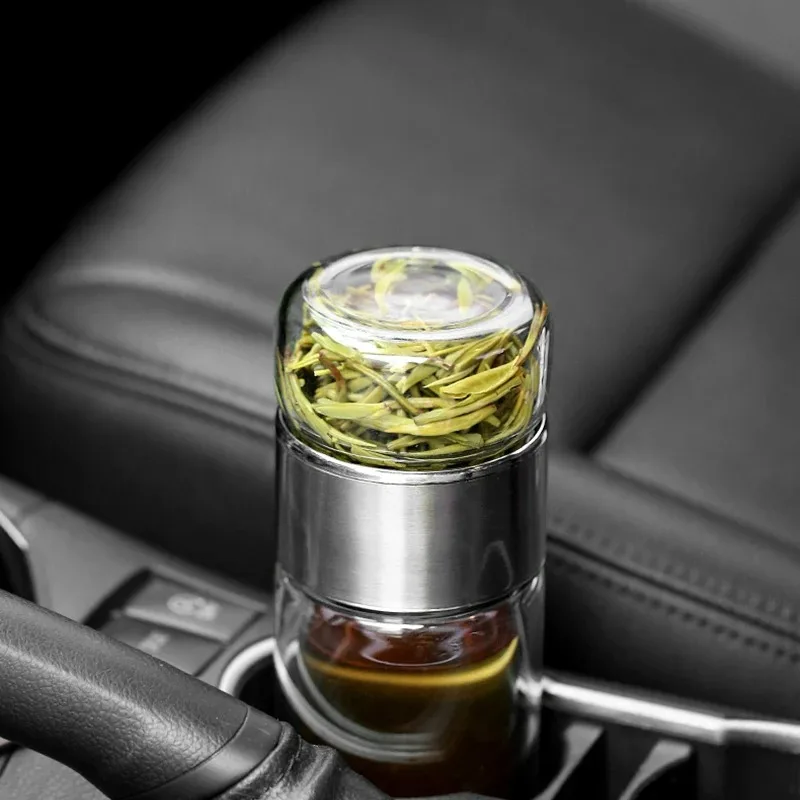 420ML Tea Water Bottle High Borosilicate Glass Double Layer Tea Water Cup Infuser Tumbler Drinkware Water Bottle With Tea Filter thumbnail 3