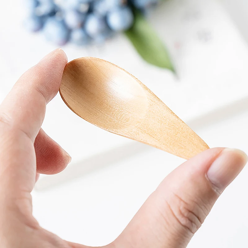 5pcs 6.5x2.5cm Wood Mini Tea Spoon Condiment Scoop Flatware Coffee Tea Small Mini Sugar Spoon Coffee Spoon Kitchen Gadgets thumbnail 4