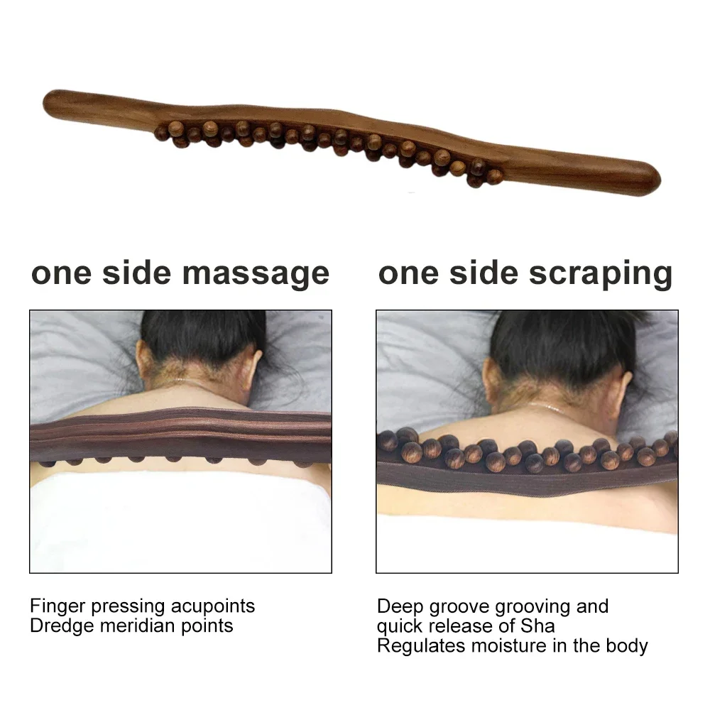 Wooden Massage Roller Rolling Pin Universal Back Needle Massage Tendons Beech Wooden Scraping Stick Point Guasha Relax Therapy thumbnail 4