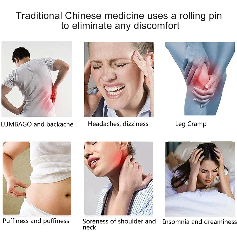 Wooden Massage Roller Rolling Pin Universal Back Needle Massage Tendons Beech Wooden Scraping Stick Point Guasha Relax Therapy thumbnail 2