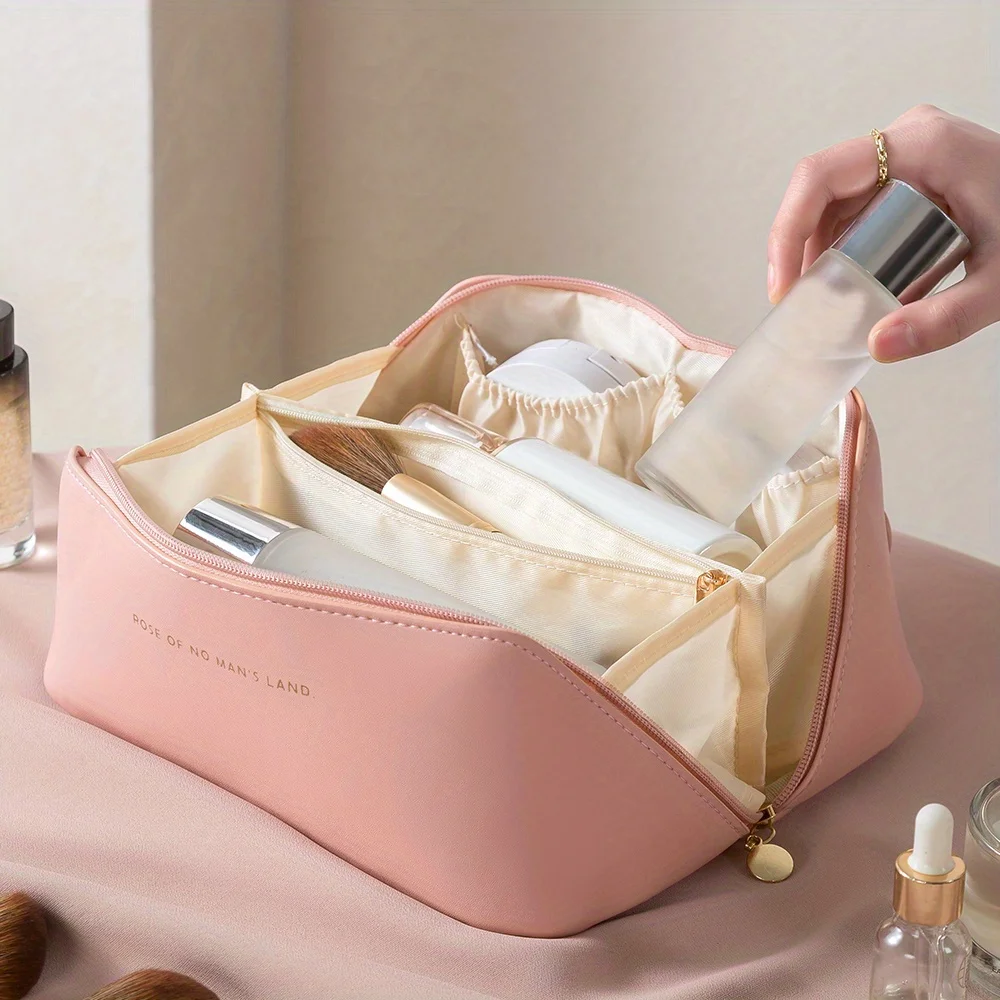 Makeup Organizer Female Toiletry Kit Bag Make Up Case Storage Pouch Luxury Lady Box, Cosmetic Bag, Organizer Bag For Travel Zip thumbnail 3
