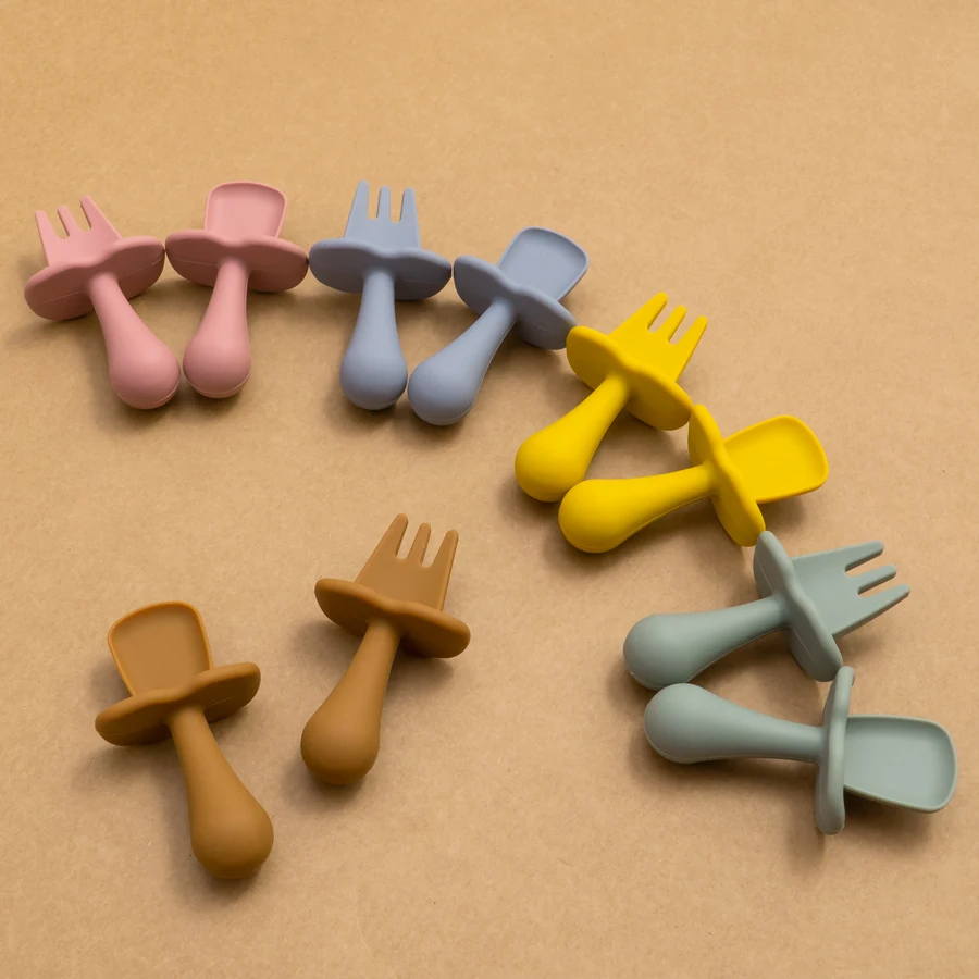 Baby Silicone Fork Spoons Cutlery Utensils Newborn Feeding Spoons Training Toddler Utensils For Baby Weaning  Tableware thumbnail 2