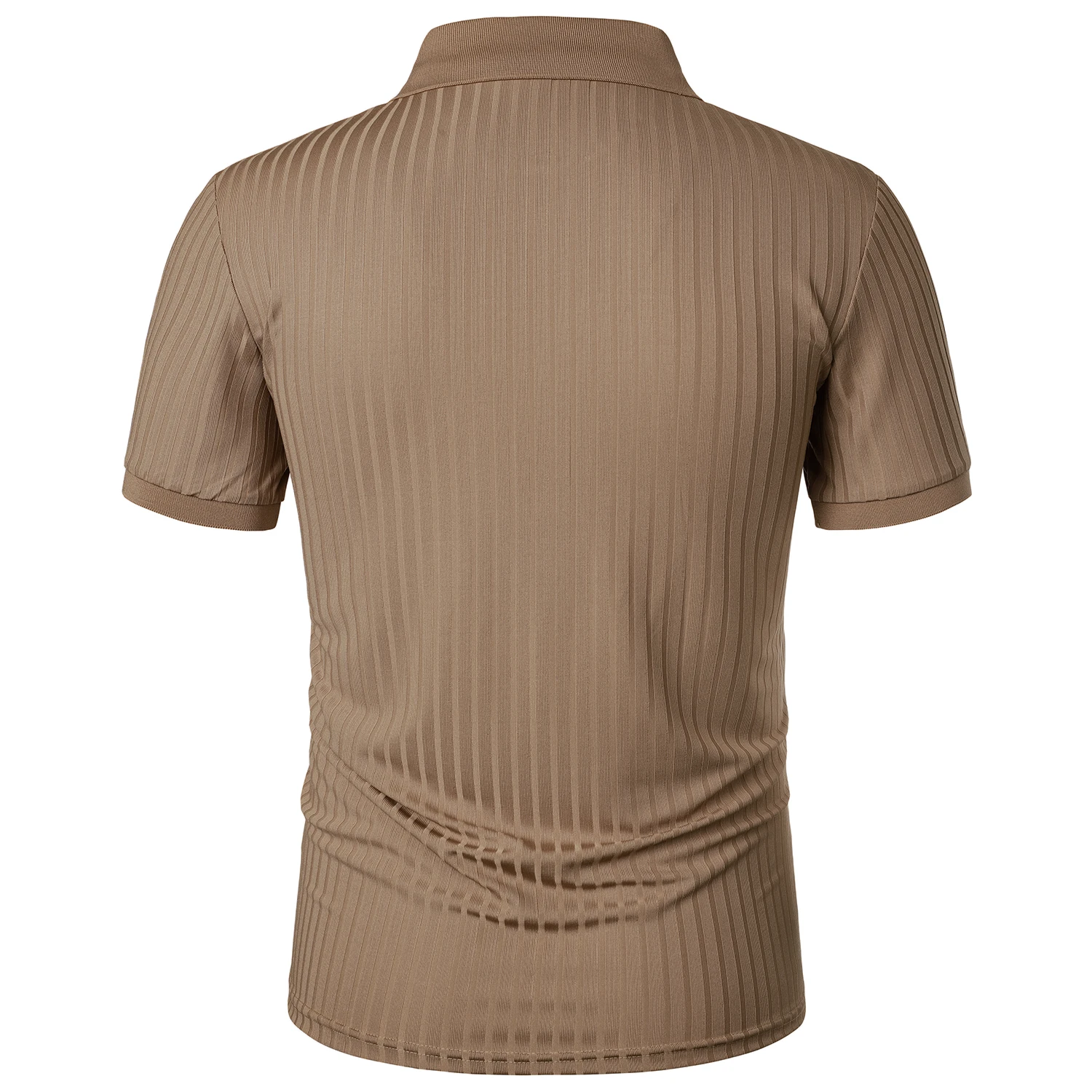 Men's running sports fitness wear summer high stretch vertical short-sleeved POLO shirt slim knit base shirt thumbnail 2