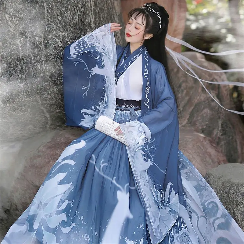 Original Hanfu 3Pcs Ancient Chinese Costume Women Clothes Traditional Hanfu Dance Costumes Folk Fairy Dress For Graduation thumbnail 4