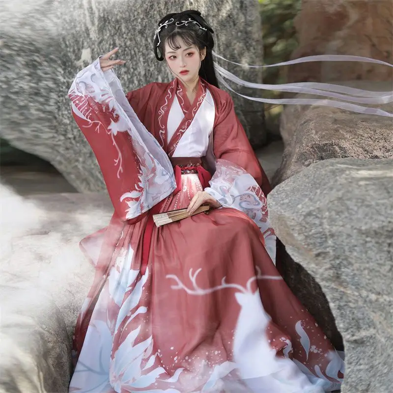 Original Hanfu 3Pcs Ancient Chinese Costume Women Clothes Traditional Hanfu Dance Costumes Folk Fairy Dress For Graduation thumbnail 5