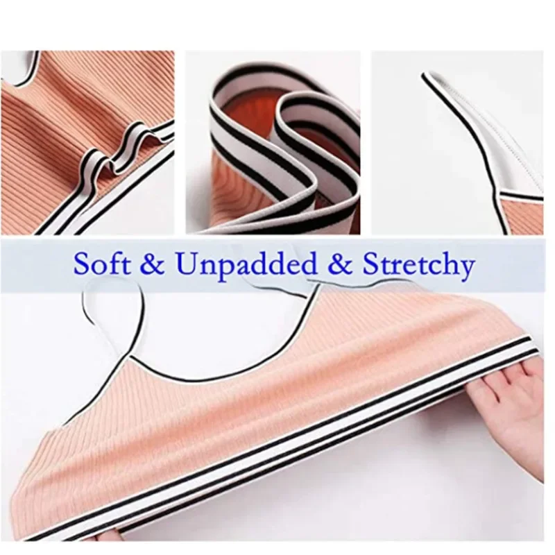 4Pc/Lot Teenage Girl Sling Training Bra Soft Cotton Cute Bralette Underwire Underwear for Puberty Girls 8-14Y thumbnail 4