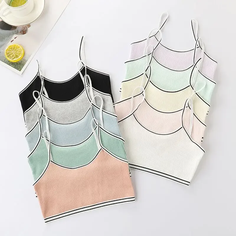 4Pc/Lot Teenage Girl Sling Training Bra Soft Cotton Cute Bralette Underwire Underwear for Puberty Girls 8-14Y