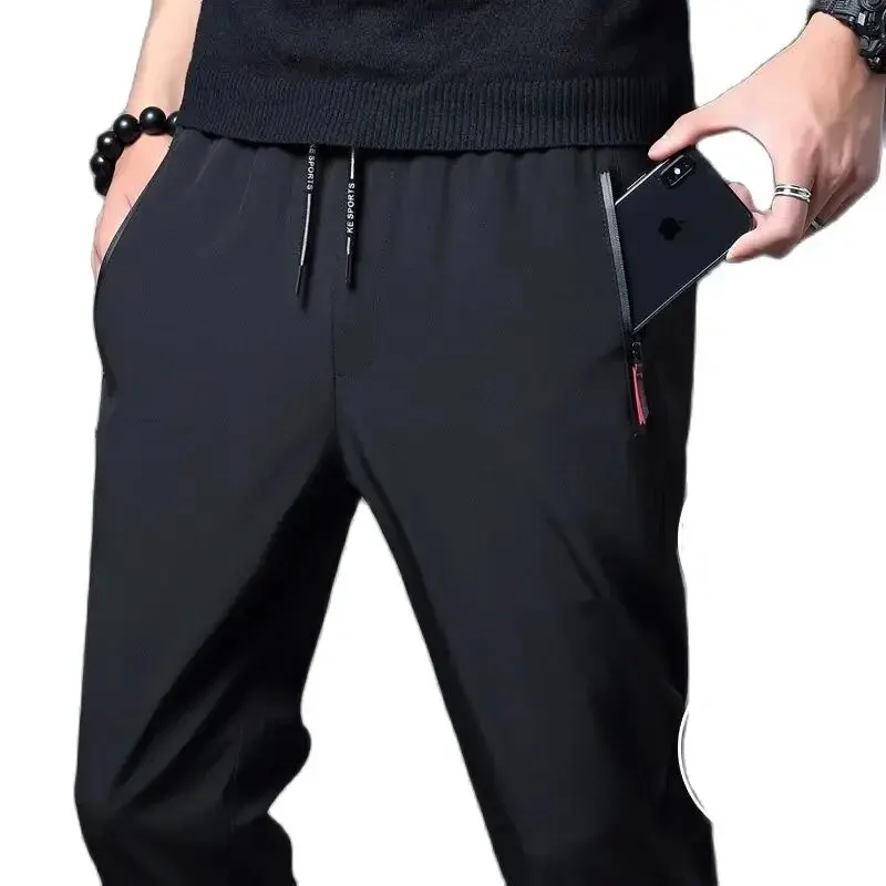 Men's Casual Pants Stretch Slim Fit Elastic Waist Jogger Korean Classic Blue Black Gray Male Brand Trousers Plus Size thumbnail 6