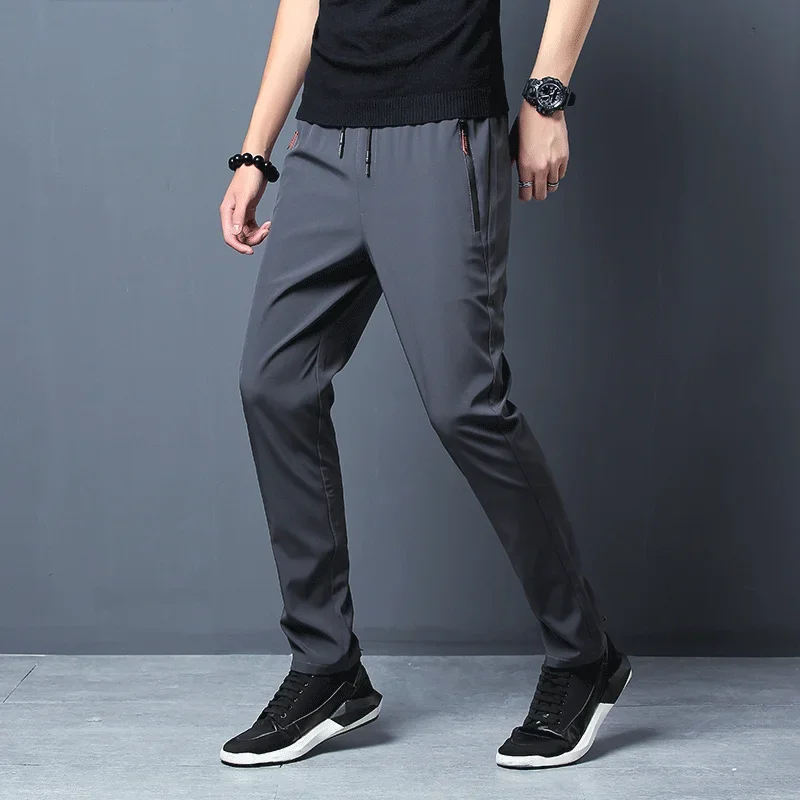 Men's Casual Pants Stretch Slim Fit Elastic Waist Jogger Korean Classic Blue Black Gray Male Brand Trousers Plus Size thumbnail 4