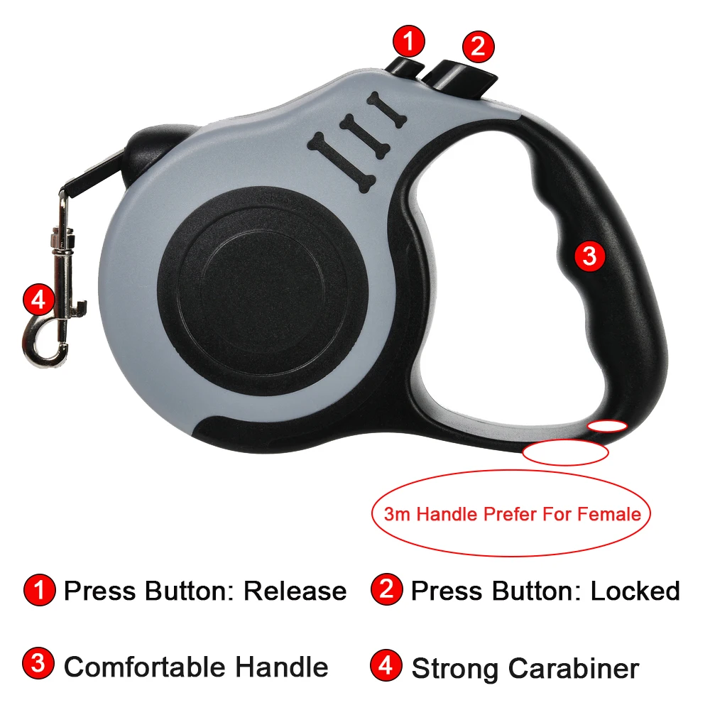3m 5m Dog Leash Strong Nylon Puppy Lead For Small Medium Large Dogs Cats Automatic Retractable Durable Yorkshire Pet Supplies thumbnail 5