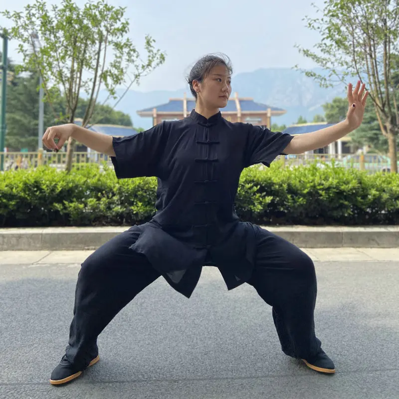 Chinese Tai Chi Uniform Cotton Wushu Kung Fu Clothing Kids Adults Martial Arts Wing Chun Suit Taichi Performance Tang Suit Taiji thumbnail 4