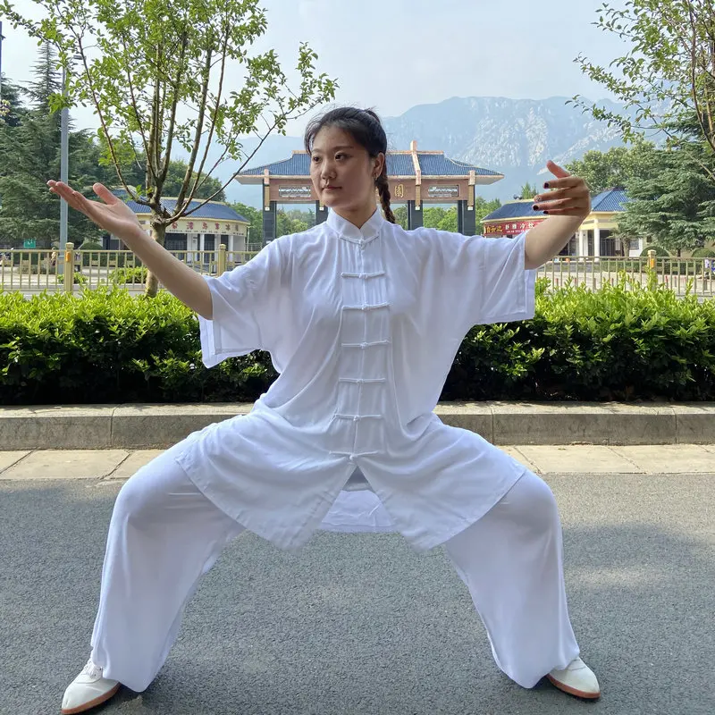 Chinese Tai Chi Uniform Cotton Wushu Kung Fu Clothing Kids Adults Martial Arts Wing Chun Suit Taichi Performance Tang Suit Taiji thumbnail 5