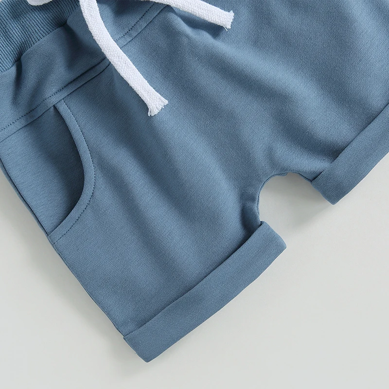 VISgogo Toddler Baby Boys Clothes Set Short Sleeve Letter Print T-shirt Elastic Waist Drawstring Shorts Summer Casual Outfit thumbnail 6