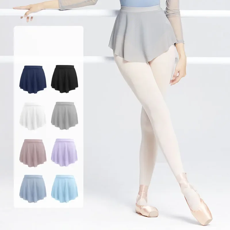 Woman Ballet Skirt A Side Split Short Dance Skirt Soft Mesh Elastic Skirt for Woman Ballet Tutu Skirt thumbnail 3
