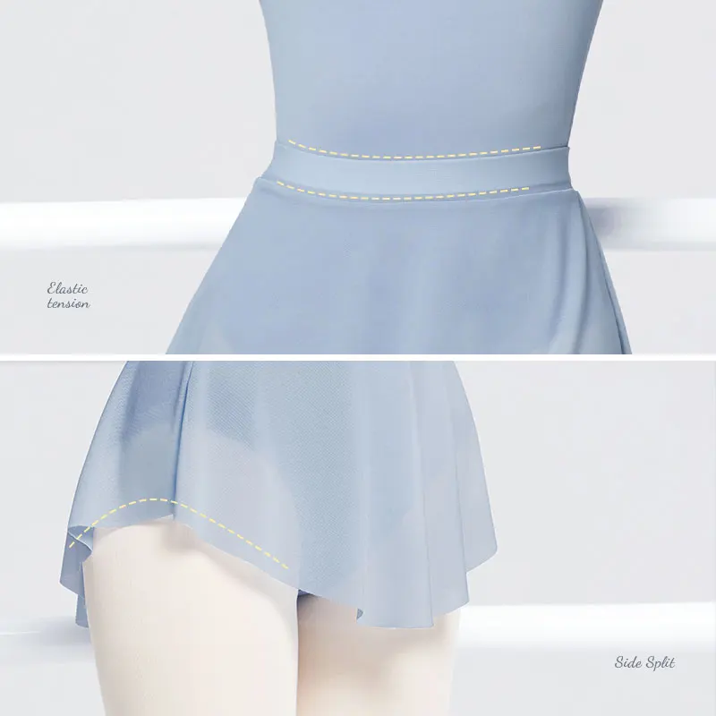 Woman Ballet Skirt A Side Split Short Dance Skirt Soft Mesh Elastic Skirt for Woman Ballet Tutu Skirt thumbnail 5