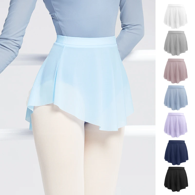 Woman Ballet Skirt A Side Split Short Dance Skirt Soft Mesh Elastic Skirt for Woman Ballet Tutu Skirt thumbnail 2
