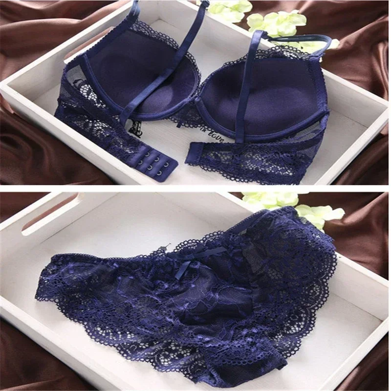 Newest Women's Push Up Embroidery Sexy Lace Floral Bra Sets Panties Underwear 5 Colors thumbnail 3