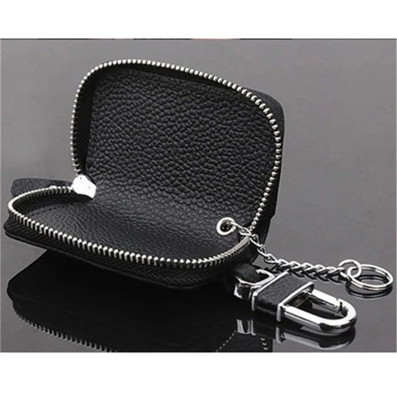 Leather Keychain Men Women Key Holder Organizer Pouch Cow Split Car Key Bag Wallet Housekeeper Key Case Small Wallet Mini Purse thumbnail 3