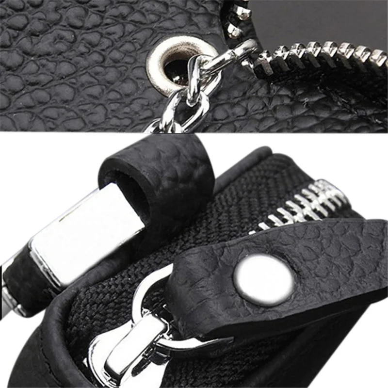 Leather Keychain Men Women Key Holder Organizer Pouch Cow Split Car Key Bag Wallet Housekeeper Key Case Small Wallet Mini Purse thumbnail 4