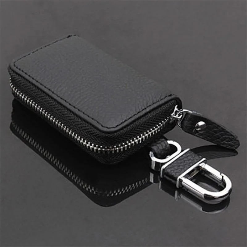 Leather Keychain Men Women Key Holder Organizer Pouch Cow Split Car Key Bag Wallet Housekeeper Key Case Small Wallet Mini Purse thumbnail 2