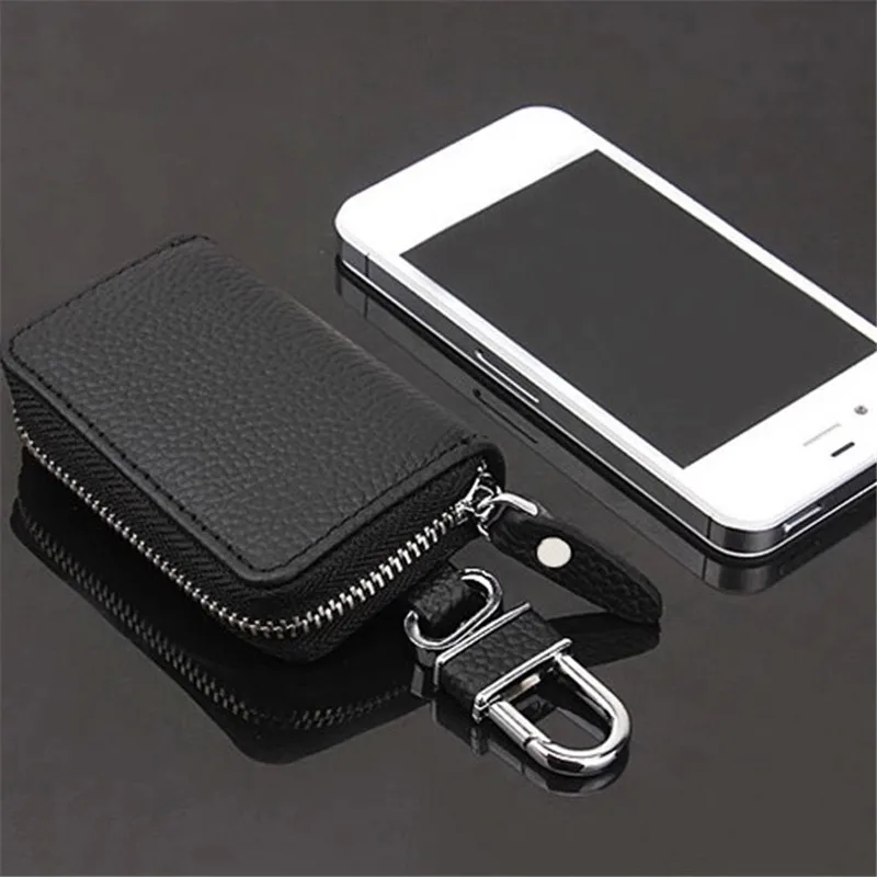 Leather Keychain Men Women Key Holder Organizer Pouch Cow Split Car Key Bag Wallet Housekeeper Key Case Small Wallet Mini Purse thumbnail 6